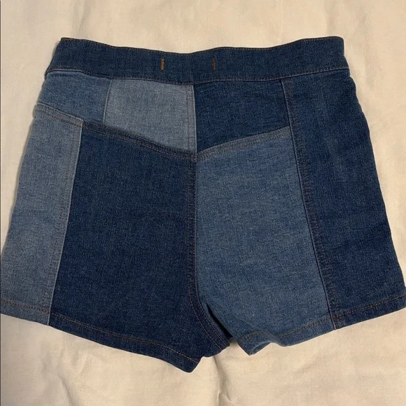 Free People Blue Patchwork Jean Shorts - Picture 2 of 5